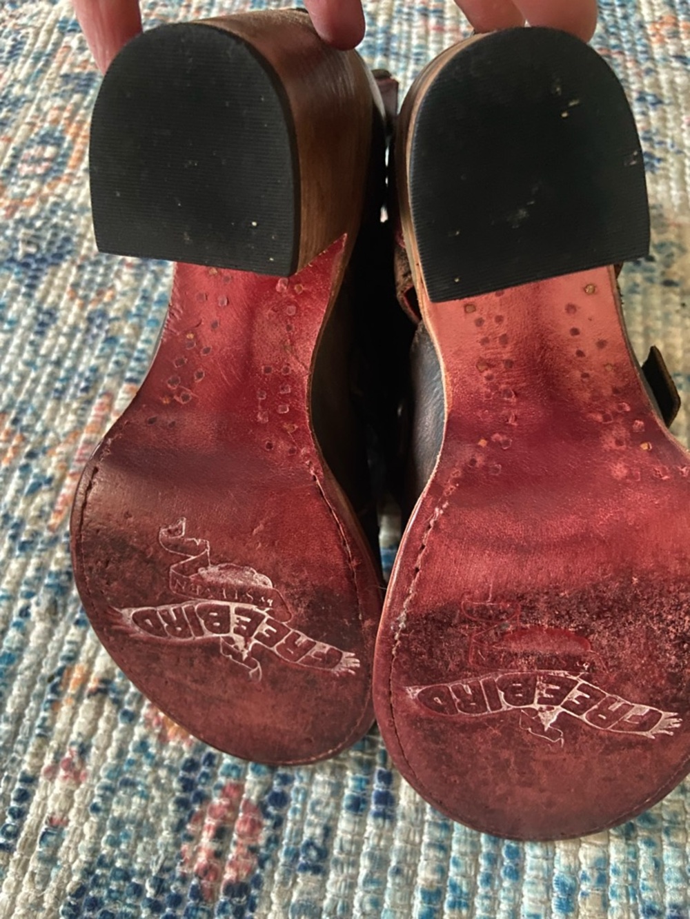 freebird Brown Multi-Strap Open-Toe Leather Sandals with Red Lining - Picture 6 of 6